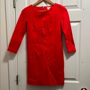 J. Crew Factory Orange/Red Sheath Dress with 3/4 Sleeves
